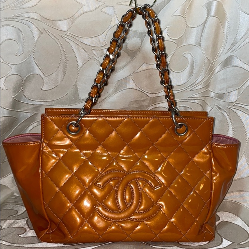 CHANEL Quilted Orange Tote Bag